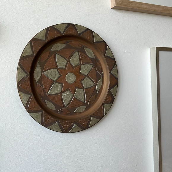 Vintage Moroccan Handmade Copper Wall Plate Tray Decor - Picture 13 of 15